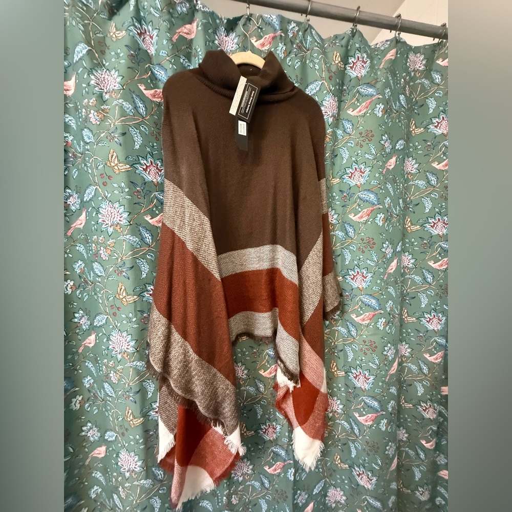 Elegant Brown and Tan Women's Poncho